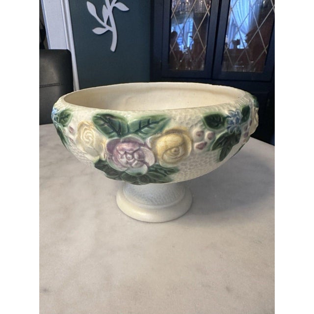 This Antique Roseville Rozane Art Pottery Floral Pattern Compote from 1917 is a beautiful piece of North American art...