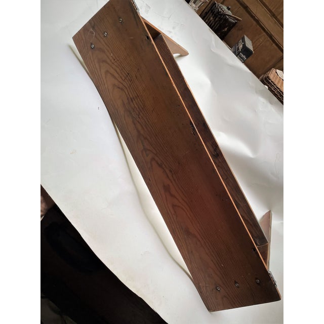 Late 20th Century Country Primitive Cabin Pine 2 Tier Wall Shelf W/ Shaped Sides & Coat Rack Rod For Sale - Image 13 of 14