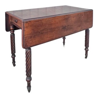 Antique Mahogany Country Sheraton Drop Leaf Table For Sale