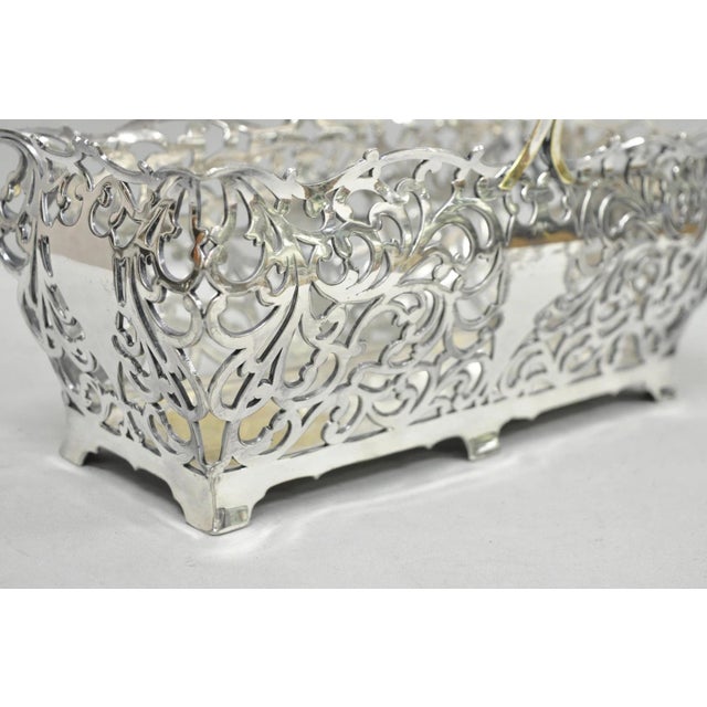 Antique Victorian Silver Plated Reticulated Scrollwork Bread Basket by Forbes For Sale - Image 12 of 15