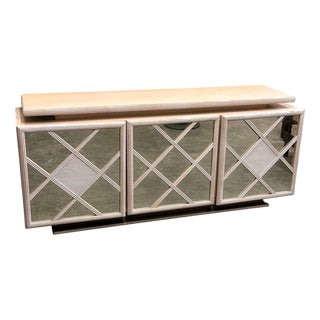 Soft Pink Geometric Mirrored Sideboard from Roche Bobois, 1980s For Sale