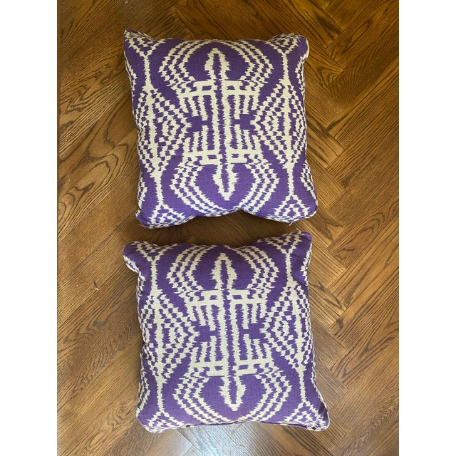 2020s Schumacher "Asaka Ikat" Pair of 20" Pillows For Sale - Image 5 of 5