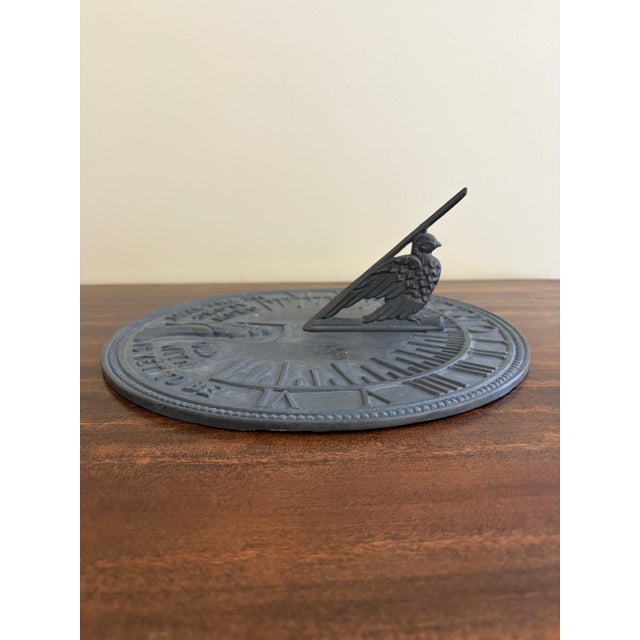 Vintage English Country Iron Garden Sundial "Grow Old Along With Me" For Sale In South Bend - Image 6 of 7