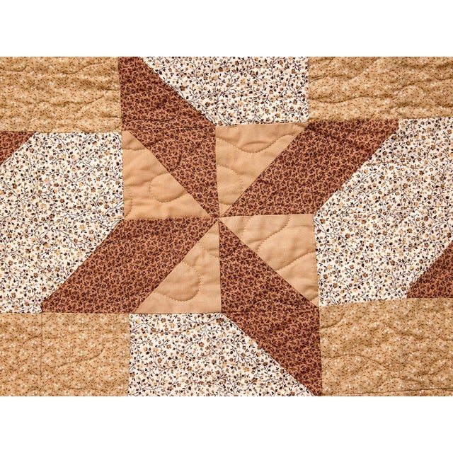 Brown Geometric Quilt For Sale - Image 9 of 12