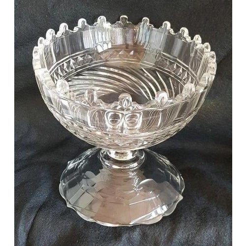 Edwardian Irish Cut Glass Fruit Bowl with Castle Rim For Sale - Image 3 of 14