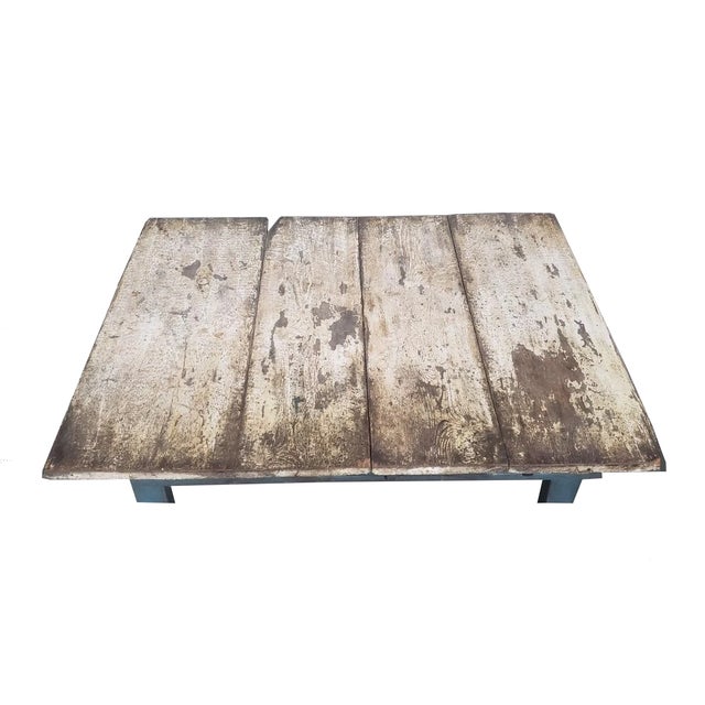Unique Coffee Table in Good Rustic Antique Condition. It is Solid and Firm. And the wear is usual for a rustic Antique....