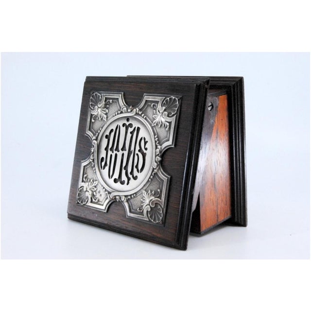 Silver Wooden Velvety Pink Jewelry Box with Silver Applications and the Words Jewel For Sale - Image 8 of 10