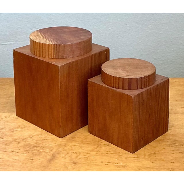 Vintage Square Wood Storage Boxes - Set of 2 For Sale In West Palm - Image 6 of 12