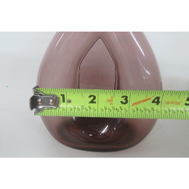 Purple Pinched Bulb Vase Made in Sweden Mid Century Modern Sculpted Glass 4745b For Sale - Image 15 of 17