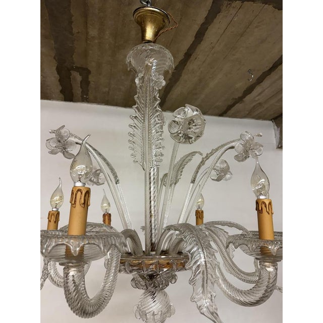 Wood Large Venetian Murano Art Glass Barrochi Chandelier from Barovier & Toso, 1940s For Sale - Image 7 of 8