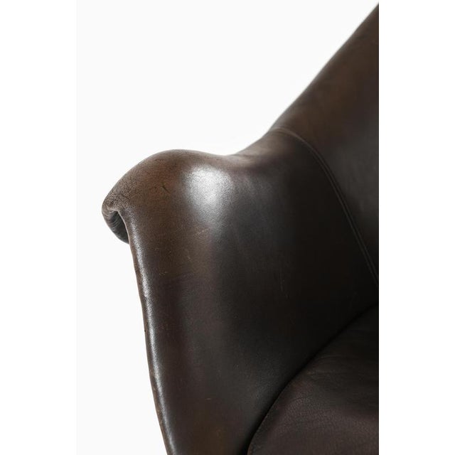 Brown Office Chair in Aluminum and Leather attributed to Jørgen Lund and Ole Larsen, 1960s For Sale - Image 8 of 9