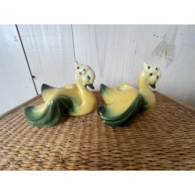 Yellow Mid 20th Century Mother Goose Hull Candlestick Holders- Set of 2 For Sale - Image 8 of 12