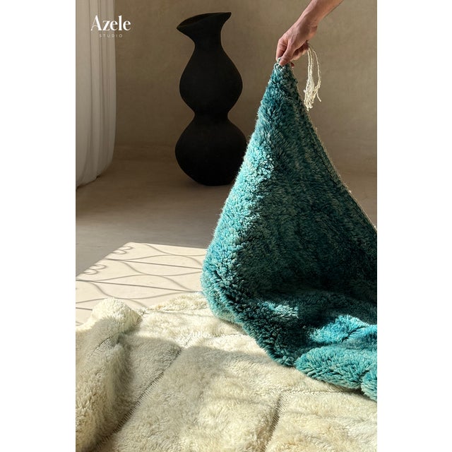 Contemporary Premium Hand-Knotted Moroccan Wool Rug | 10'4" X 6'9" | One of a Kind For Sale - Image 3 of 14
