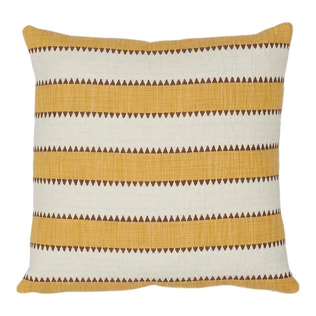 Schumacher Isolde Stripe 20" Pillow in Yellow For Sale