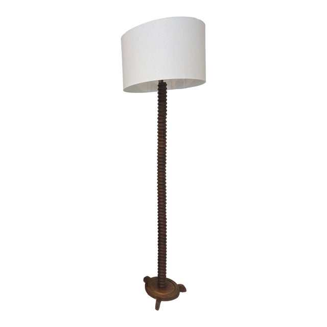 Vintage, French Wooden Corkscrew Floor Lamp For Sale