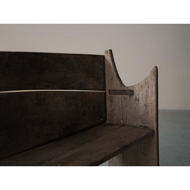Beige Rustic Wood Farm Bench, France, 1800s For Sale - Image 8 of 17
