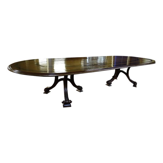 Huge Therien Studios Workshops for Dessin Fournir Double Pedestal Volute Dining Table For Sale