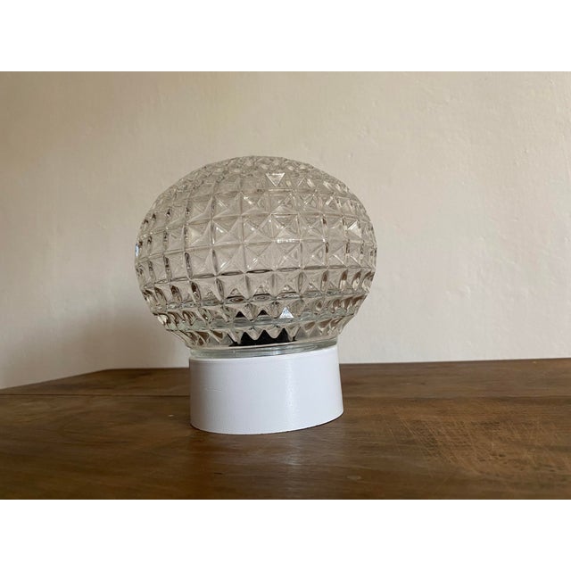 Vintage Geometric Pressed Glass Flush Mount Ceiling Light, 1970s For Sale - Image 6 of 9