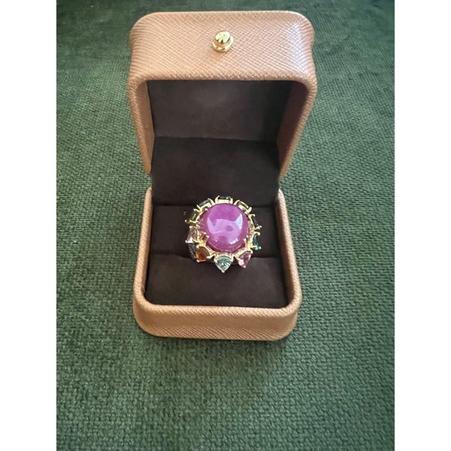 Bochic "Orient" Vintage Natural Ruby & Multi Tourmalines Ring Set In 18K Gold & For Sale - Image 18 of 18