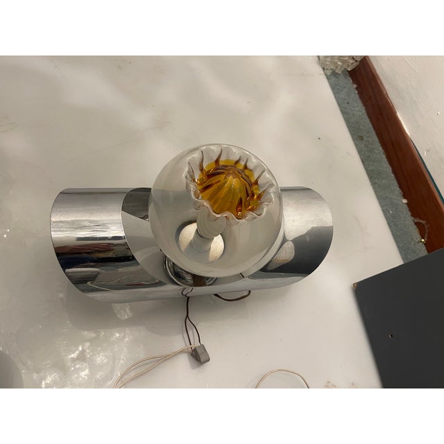 Chrome Murano Sconces from Mazzega, 1970s, Set of 2 For Sale - Image 4 of 12