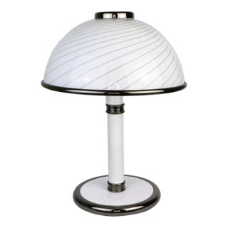 1970s F. Fabbian for Mazzega Italian Murano Glass Mushroom Table Lamp – Mid‑Century Space‑Age For Sale