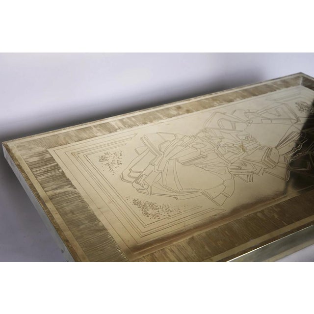 1980s Etched Brass Coffee Table by Ricco D. for Lova Creation, Belgium, 1980s For Sale - Image 5 of 9