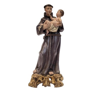 Spanish School Artist, Sculpture of Saint Anthony of Padua with the Child, Late 18th Century, Wood For Sale