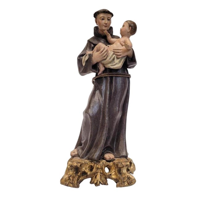 Spanish School Artist, Sculpture of Saint Anthony of Padua with the Child, Late 18th Century, Wood For Sale