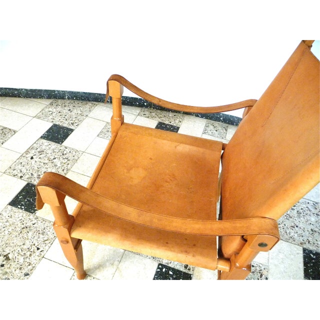 Wood Swiss Leather Safari Chair by Wilhelm Kienzle for Wohnbedarf, 1950s For Sale - Image 7 of 18