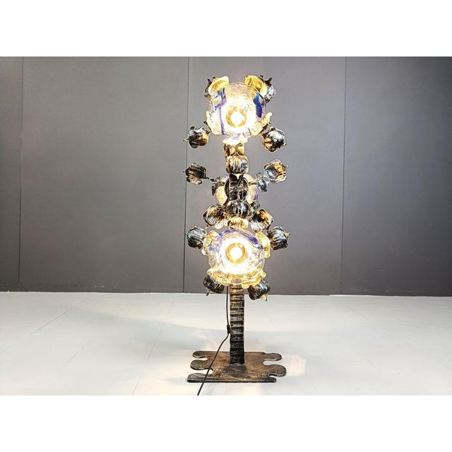 Metal Brutalist Murano Glass Floor Lamp, 1970s For Sale - Image 7 of 15