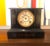 Traditional Vintage Heavy Wood and Metal Mantle Clock For Sale - Image 3 of 12