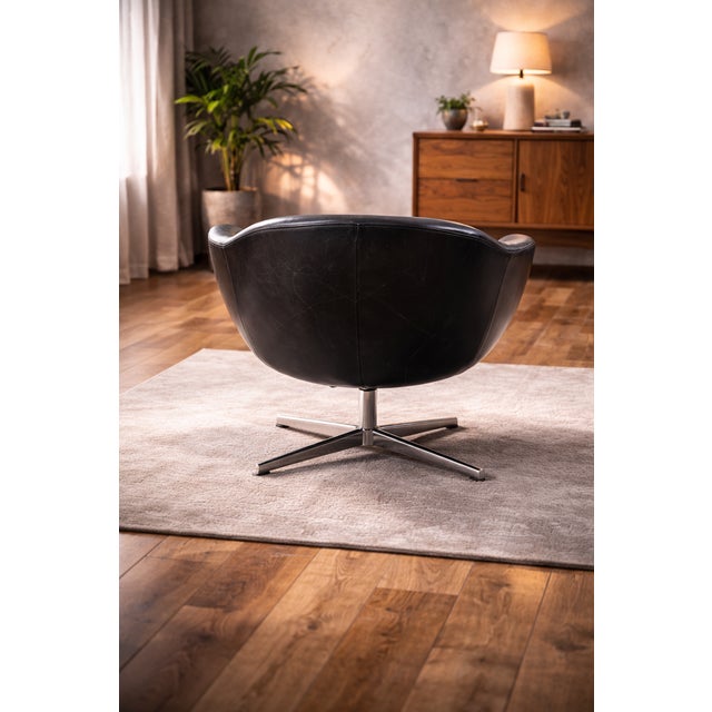 Vintage Swivel Chairs in Black Synthetic Leather with Chrome Bases, 1990, Set of 2 For Sale - Image 13 of 17