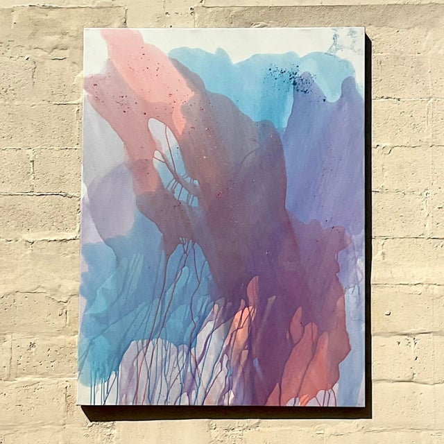 Paint Vintage Monumental Boho Signed Original Abstract Oil Painting For Sale - Image 7 of 9