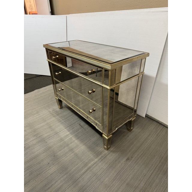 Hollywood Regency Rosdorf Park Azil Mirrored Chest of Drawers For Sale - Image 3 of 12
