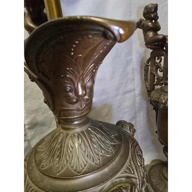 Vintage Pair of Bronze Urn Table Lamps For Sale - Image 4 of 14