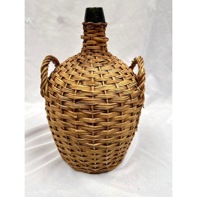Brown Early 20th Century Wicker Wrapped German Demijohn Bottle For Sale - Image 8 of 13