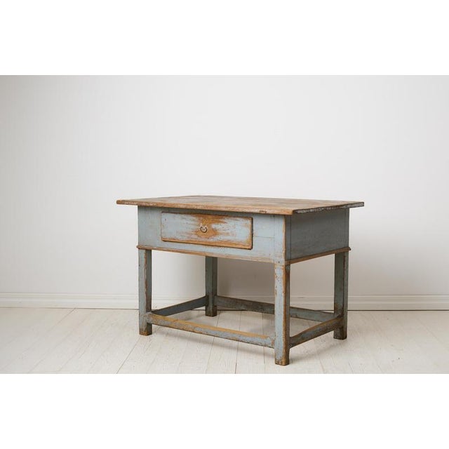 Swedish Folk Art Baroque Style Blue Painted Table For Sale - Image 6 of 12