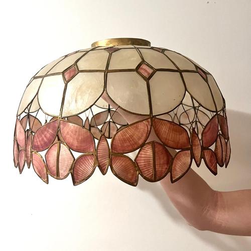 Vintage Capiz Lampshade with Butterfly Detailing For Sale - Image 9 of 13