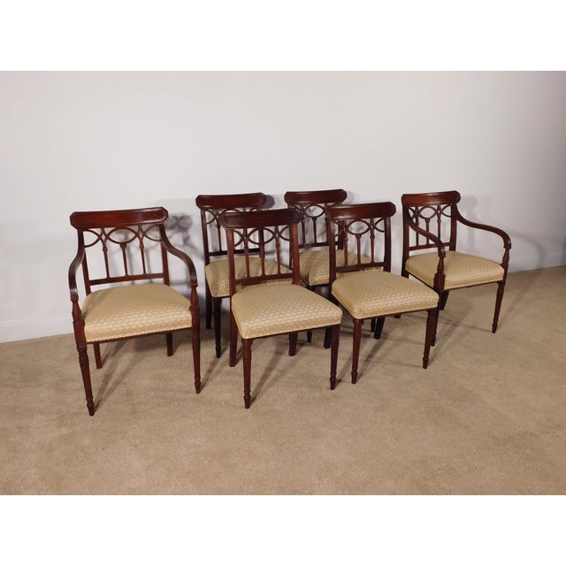 Brown Antique Circa 1920s-30s Set of 6 Sheraton Charak Furniture Dining Chairs For Sale - Image 8 of 18