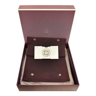 Asprey London Swiss Made Clic Clac Travel Clock, Original Box and Suede Pouch For Sale