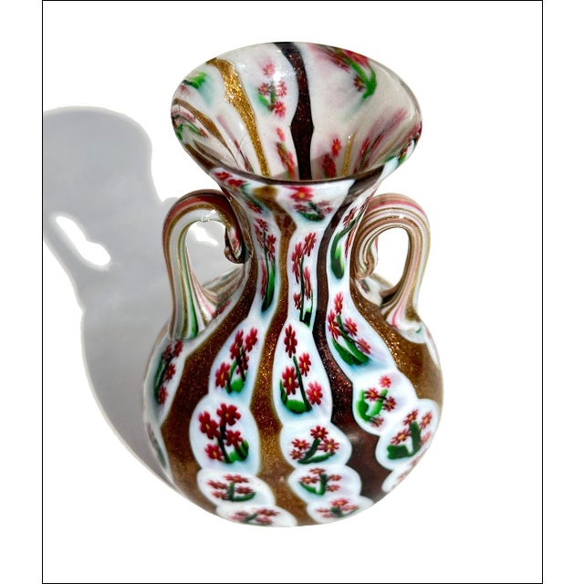 Italian Vittorio Zuffi for Fratelli Toso Murano Flower Cane Murrine Cabinet Vase For Sale - Image 3 of 10
