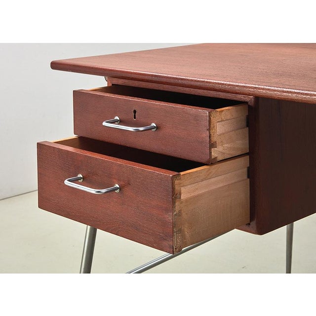 Brown Drop Leaf Desk by Borge Mogensen for Soborg, 1960s For Sale - Image 8 of 12