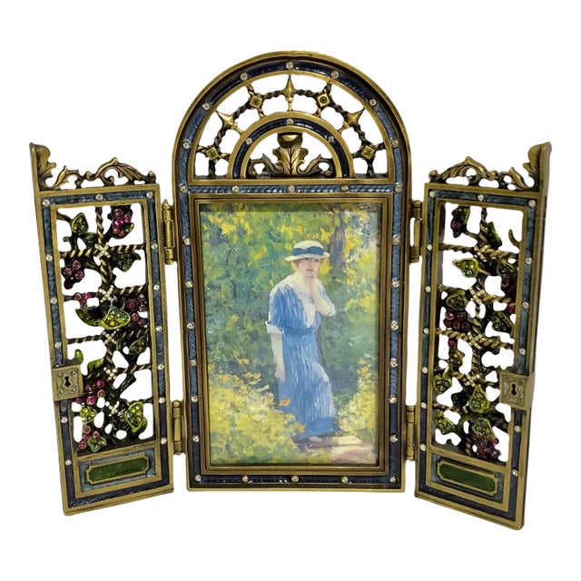 Jay Strongwater Retired Magnolia Enchanted Trellis Frame With Swarovski Crystals For Sale