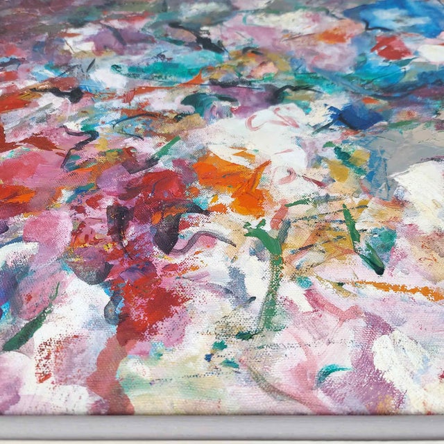 Mid 20th Century Vintage Abstract Still Life Painting Artist Signed Goodman Floral Vase Mid-Century Modern, Framed For Sale In Seattle - Image 6 of 10