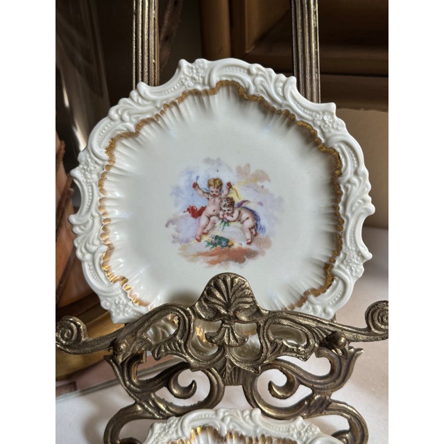 Ceramic Antique T&v Limoges France Gilt Cherub Porcelain Plates – Set of 4 For Sale - Image 7 of 12