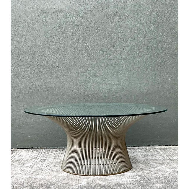 Mid-Century Modern Warren Platner Glass and Steel Coffee Table For Sale - Image 3 of 12