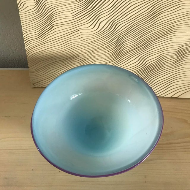 Vintage 1980s Postmodern Hand Blown Murano Art Glass Bowl For Sale In Los Angeles - Image 6 of 12