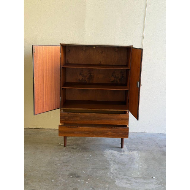 Wood Mid Century Danish Teak Cabinet – Vintage Scandinavian Bar Cabinet – Tall Storage With Drawers 1960s For Sale - Image 7 of 10