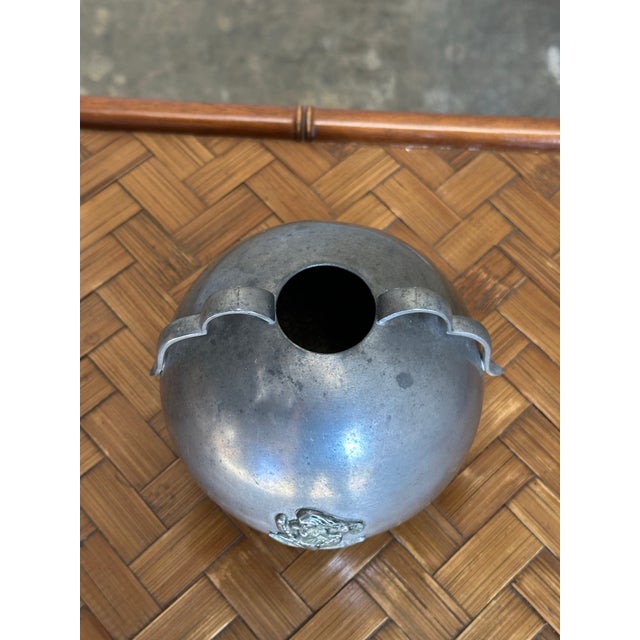 Sylvia Stave Sylvia Stave Bulbous Pewter Vase With Motif and Handles c.g. Hallberg, Sweden 1933 For Sale - Image 4 of 6
