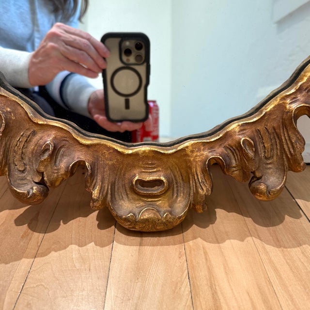 Circa 1930 Wood & Gesso Foliate Sunburst Mirror - 19.5” X 25” For Sale - Image 4 of 12